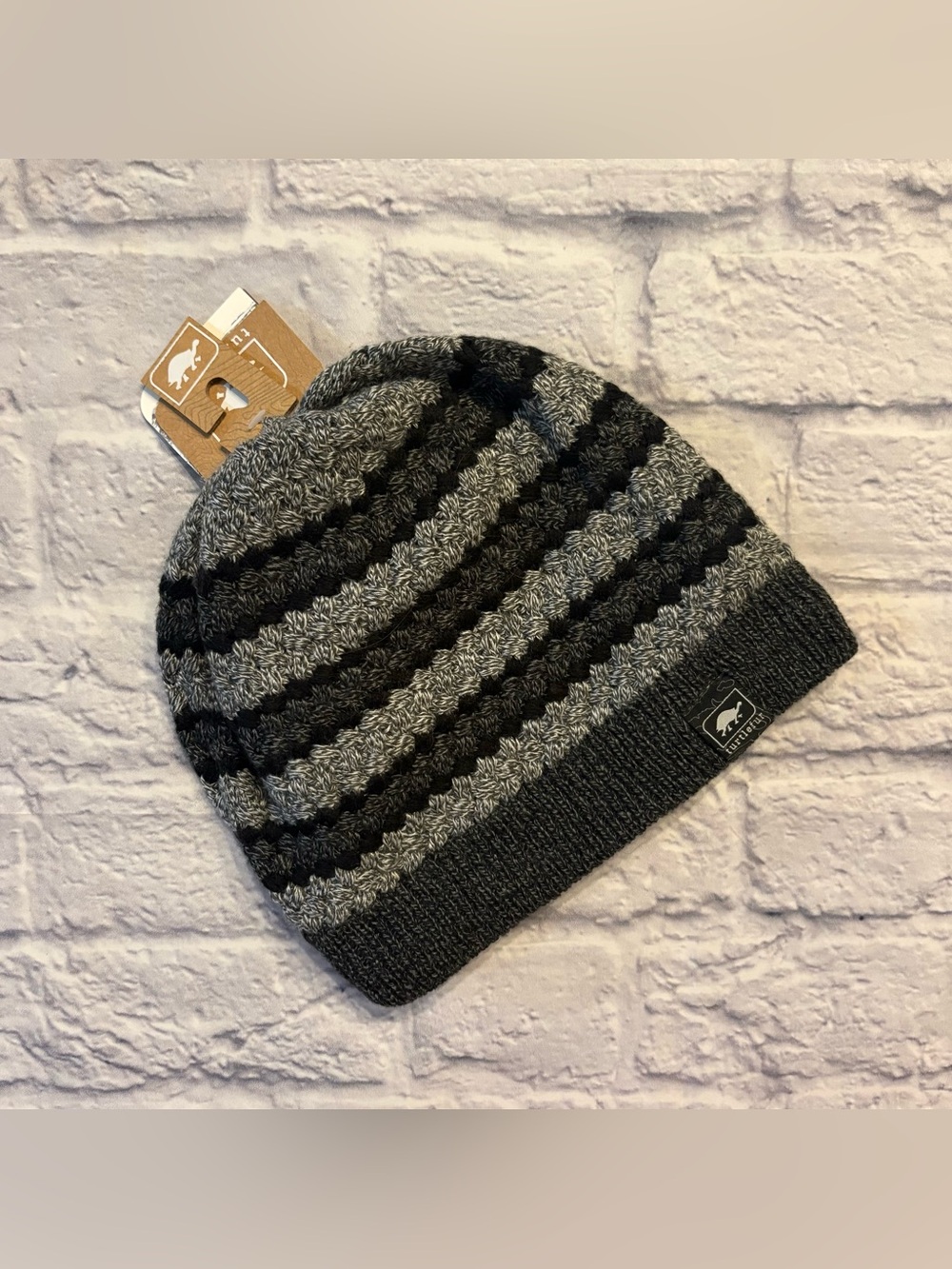 NWT Turtle Fur black/grey knit fleece-lined beanie (OS mens)